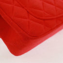 CHANEL Matelasse 20 Chain Shoulder Bag Cotton Red Silver CC Auth 167964SAV-14