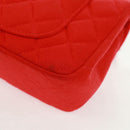 CHANEL Matelasse 20 Chain Shoulder Bag Cotton Red Silver CC Auth 167964SAV-15