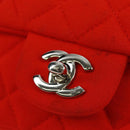 CHANEL Matelasse 20 Chain Shoulder Bag Cotton Red Silver CC Auth 167964SAV-16
