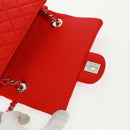 CHANEL Matelasse 20 Chain Shoulder Bag Cotton Red Silver CC Auth 167964SAV-17