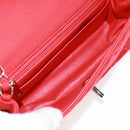 CHANEL Matelasse 20 Chain Shoulder Bag Cotton Red Silver CC Auth 167964SAV-19