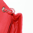 CHANEL Matelasse 20 Chain Shoulder Bag Cotton Red Silver CC Auth 167964SAV-20