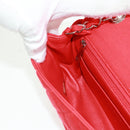 CHANEL Matelasse 20 Chain Shoulder Bag Cotton Red Silver CC Auth 167964SAV-21