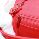 CHANEL Matelasse 20 Chain Shoulder Bag Cotton Red Silver CC Auth 167964SAV-22