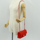CHANEL Matelasse 20 Chain Shoulder Bag Cotton Red Silver CC Auth 167964SAV-27