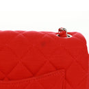 CHANEL Matelasse 20 Chain Shoulder Bag Cotton Red Silver CC Auth 167964SAV-5