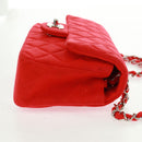 CHANEL Matelasse 20 Chain Shoulder Bag Cotton Red Silver CC Auth 167964SAV-7
