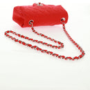 CHANEL Matelasse 20 Chain Shoulder Bag Cotton Red Silver CC Auth 167964SAV-9