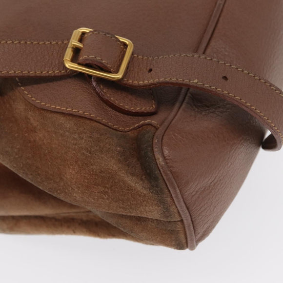 GUCCI Bamboo Backpack Suede Brown Gold 003 2058 0016 Auth 167968