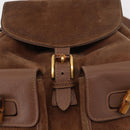GUCCI Bamboo Backpack Suede Brown Gold 003 2058 0016 Auth 167968-19