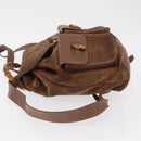 GUCCI Bamboo Backpack Suede Brown Gold 003 2058 0016 Auth 167968-4