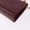 Salvatore Ferragamo Chain Shoulder Pouch Gancini Leather Red Gold Auth 167969-17
