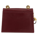 Salvatore Ferragamo Chain Shoulder Pouch Gancini Leather Red Gold Auth 167969-2