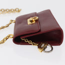 Salvatore Ferragamo Chain Shoulder Pouch Gancini Leather Red Gold Auth 167969-4