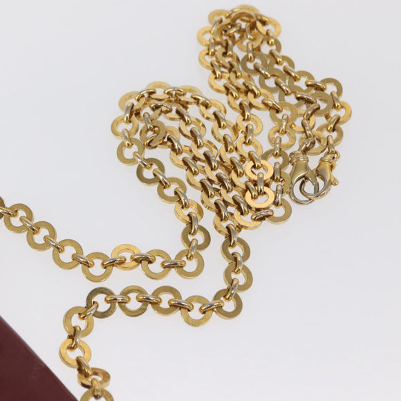 Salvatore Ferragamo Chain Shoulder Pouch Gancini Leather Red Gold Auth 167969