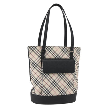 BURBERRY Nova Check Tote Bag Canvas Beige Silver Auth 167990