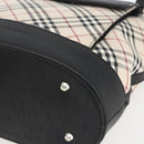 BURBERRY Nova Check Tote Bag Canvas Beige Silver Auth 167990-10