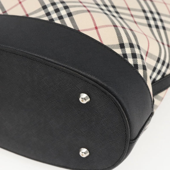 BURBERRY Nova Check Tote Bag Canvas Beige Silver Auth 167990