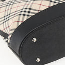 BURBERRY Nova Check Tote Bag Canvas Beige Silver Auth 167990-13
