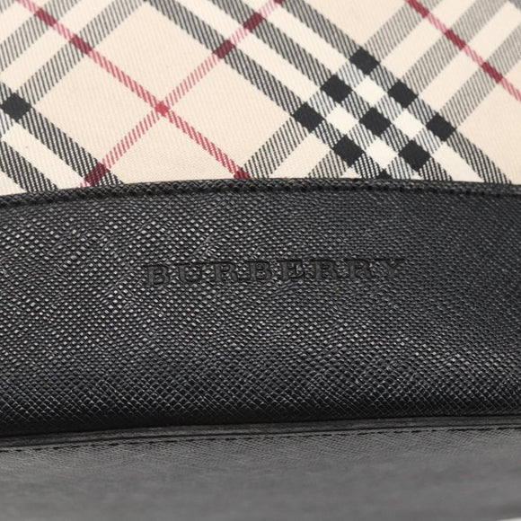 BURBERRY Nova Check Tote Bag Canvas Beige Silver Auth 167990