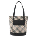 BURBERRY Nova Check Tote Bag Canvas Beige Silver Auth 167990-2