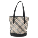 BURBERRY Nova Check Tote Bag Canvas Beige Silver Auth 167990-3