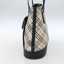 BURBERRY Nova Check Tote Bag Canvas Beige Silver Auth 167990-5