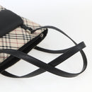 BURBERRY Nova Check Tote Bag Canvas Beige Silver Auth 167990-7