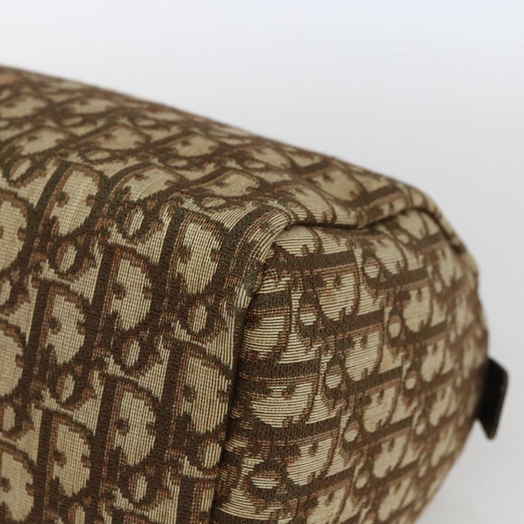 Christian Dior Trotter Canvas Boston Bag Beige Gold Auth 167991