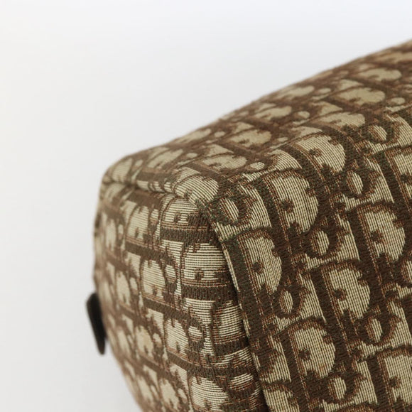 Christian Dior Trotter Canvas Boston Bag Beige Gold Auth 167991