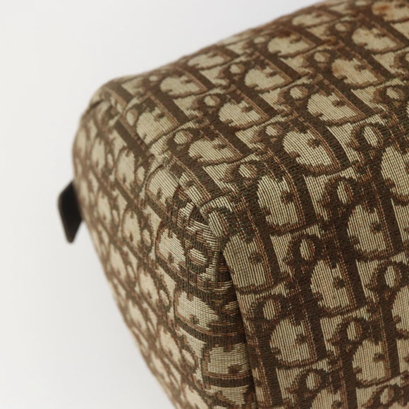 Christian Dior Trotter Canvas Boston Bag Beige Gold Auth 167991