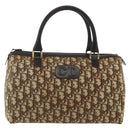 Christian Dior Trotter Canvas Boston Bag Beige Gold Auth 167991-2