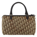 Christian Dior Trotter Canvas Boston Bag Beige Gold Auth 167991-3