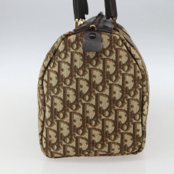 Christian Dior Trotter Canvas Boston Bag Beige Gold Auth 167991