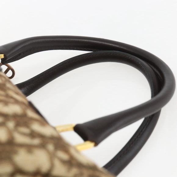 Christian Dior Trotter Canvas Boston Bag Beige Gold Auth 167991