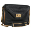 Chloe Chain Shoulder Bag Leather Black Gold Auth 167993V-1