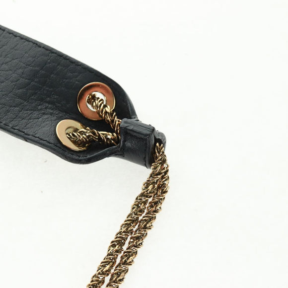 Chloe Chain Shoulder Bag Leather Black Gold Auth 167993V