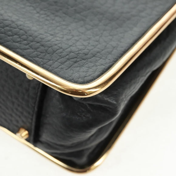 Chloe Chain Shoulder Bag Leather Black Gold Auth 167993V