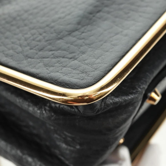 Chloe Chain Shoulder Bag Leather Black Gold Auth 167993V