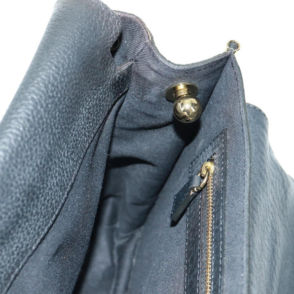 Chloe Chain Shoulder Bag Leather Black Gold Auth 167993V