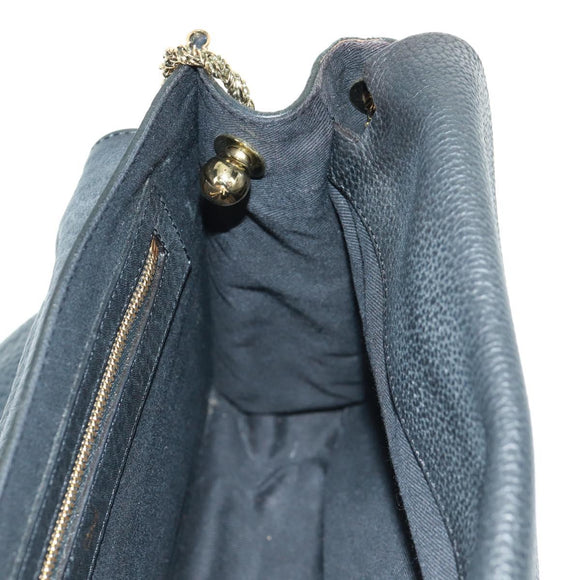 Chloe Chain Shoulder Bag Leather Black Gold Auth 167993V