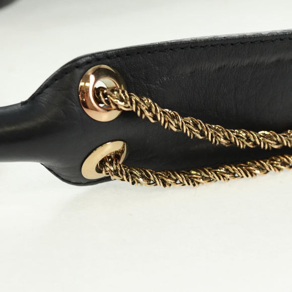 Chloe Chain Shoulder Bag Leather Black Gold Auth 167993V