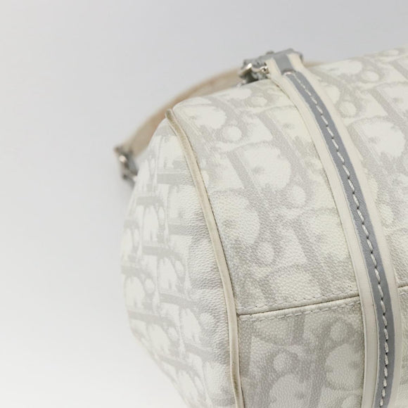 Christian Dior Trotter Canvas Romantic Chain Bag PVC White Silver Auth 167994