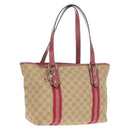 GUCCI GG Canvas Sherry Line Tote Bag Beige Gold 137396 Auth 167995V-1