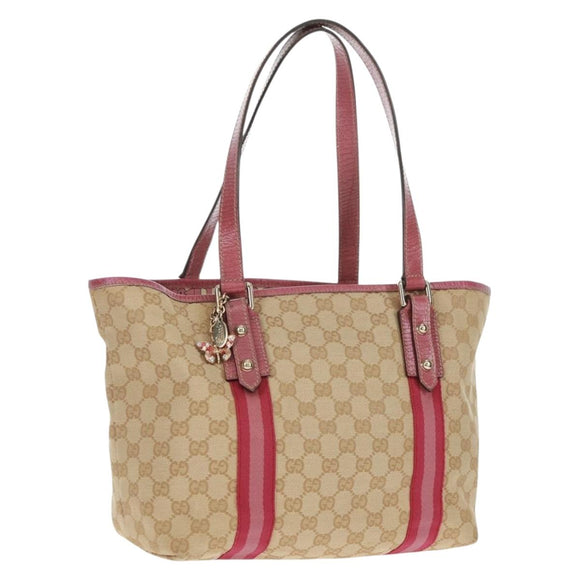 GUCCI GG Canvas Sherry Line Tote Bag Beige Gold 137396 Auth 167995V