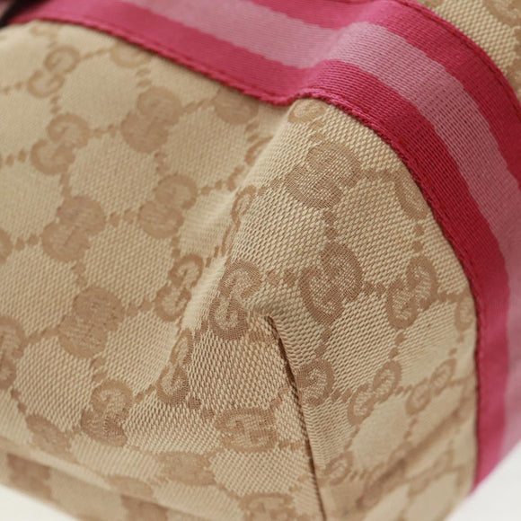 GUCCI GG Canvas Sherry Line Tote Bag Beige Gold 137396 Auth 167995V