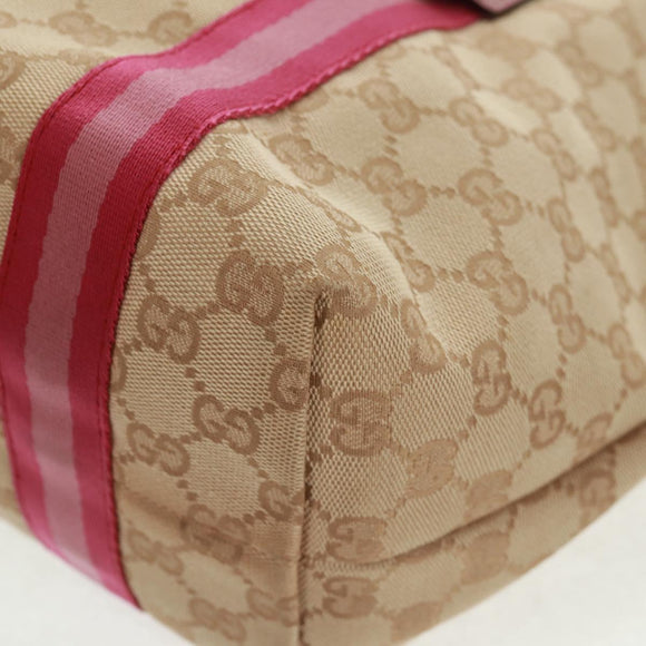GUCCI GG Canvas Sherry Line Tote Bag Beige Gold 137396 Auth 167995V