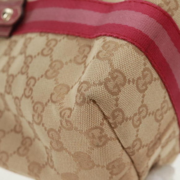 GUCCI GG Canvas Sherry Line Tote Bag Beige Gold 137396 Auth 167995V