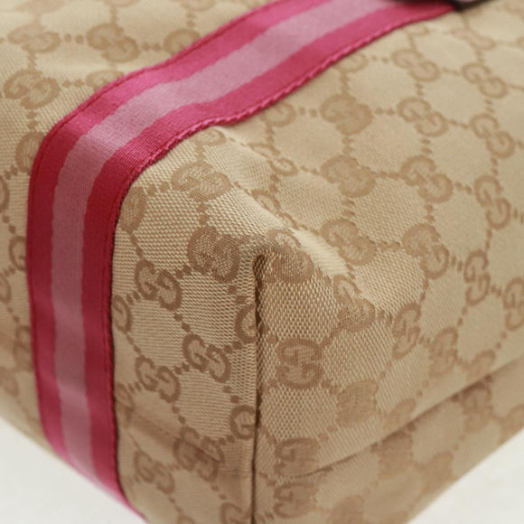 GUCCI GG Canvas Sherry Line Tote Bag Beige Gold 137396 Auth 167995V