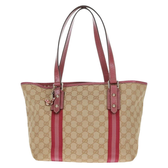 GUCCI GG Canvas Sherry Line Tote Bag Beige Gold 137396 Auth 167995V